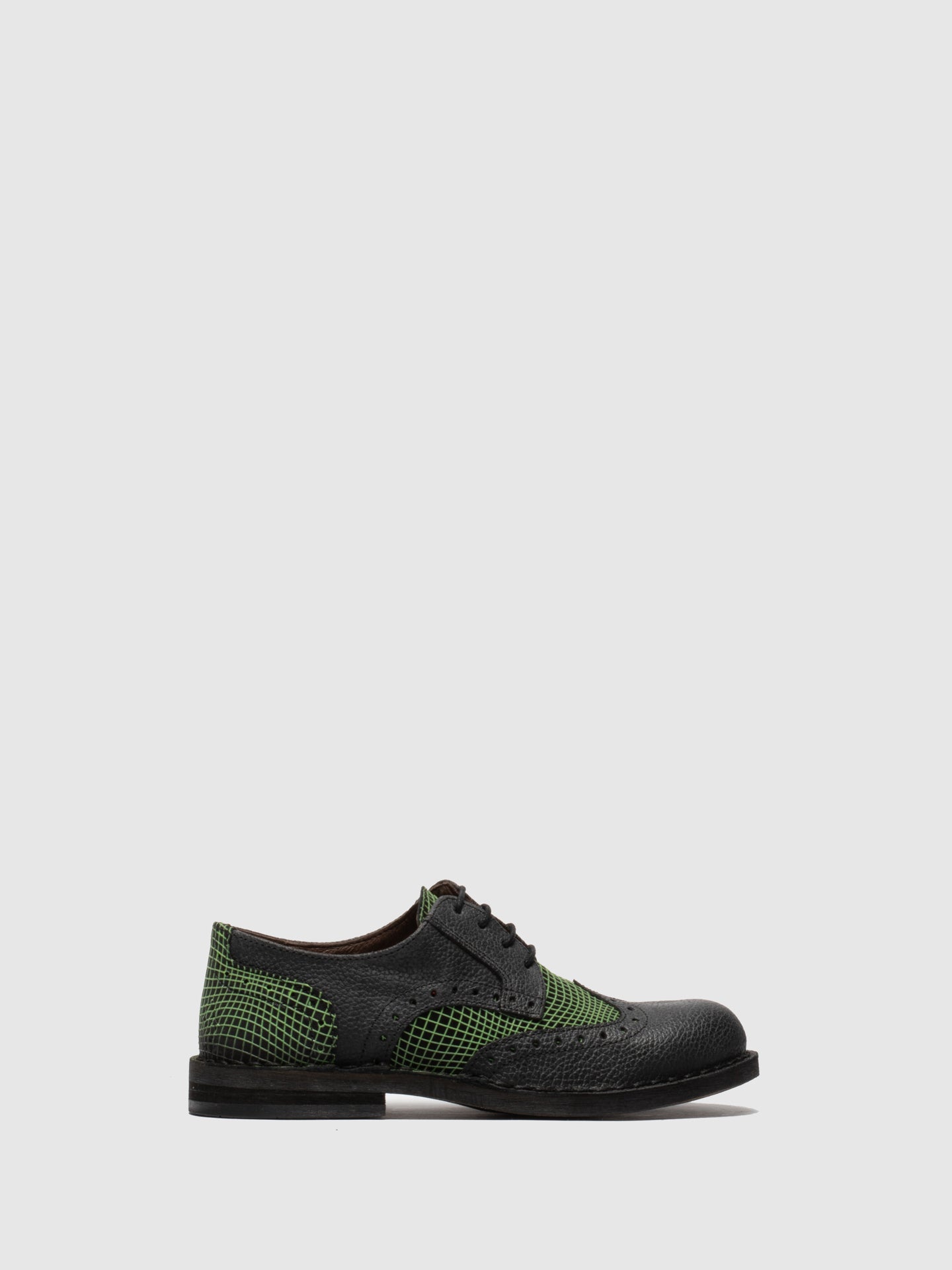 Fly London Green Black Derby Shoes